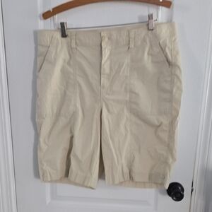 Chico's Tan Bermuda Shorts Lightweight Cotton Blend